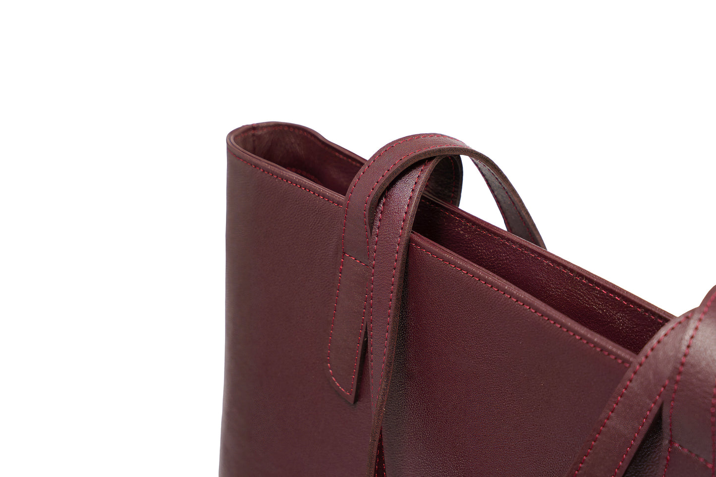Women's Burgundy Leather Tote Bag | Large Structured Shoulder Bag