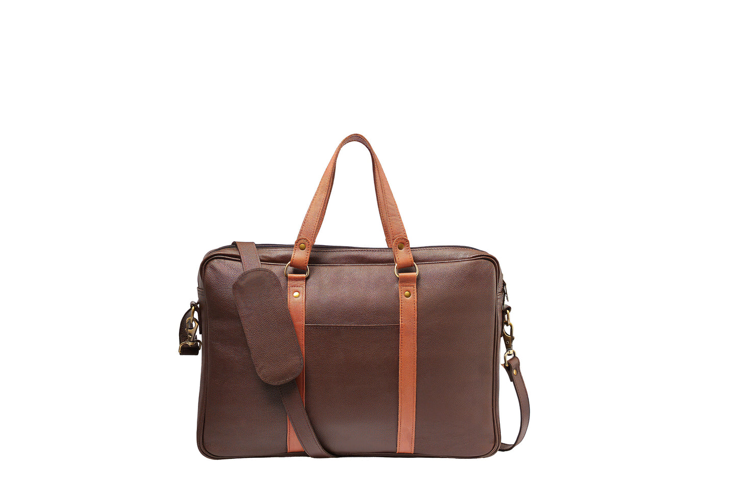 Men's Dual-Tone Cocoa Leather Messenger Bag | Crossbody Laptop Satchel