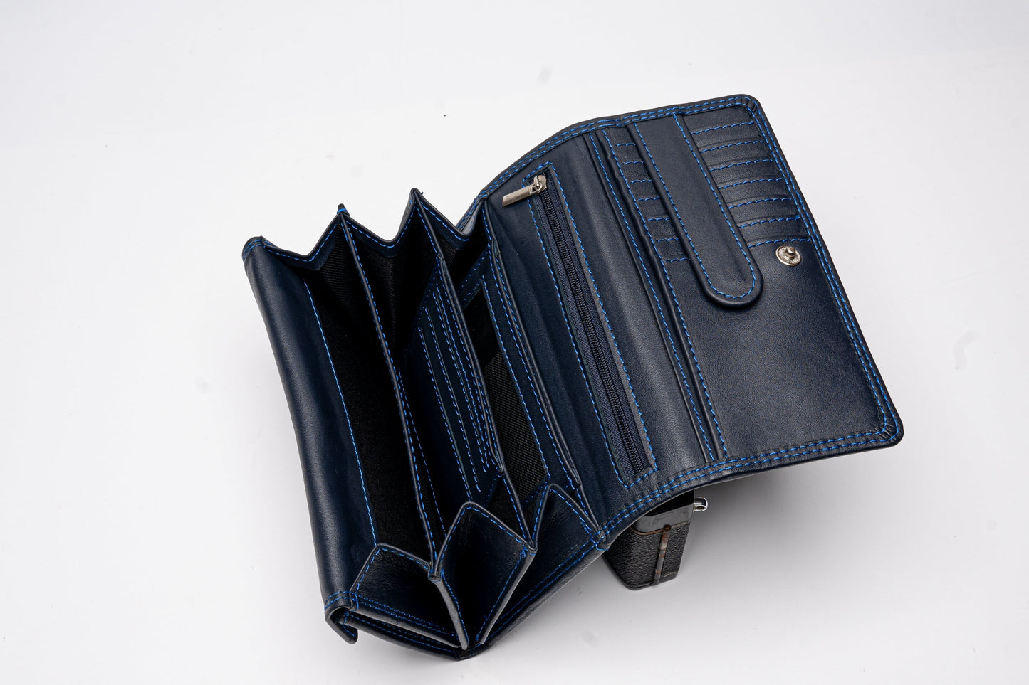 Women's Midnight Blue Leather Wallet | Slim Card Holder Purse