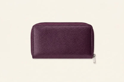 Compact Zip-Around Wallet in Black Pebbled Leather