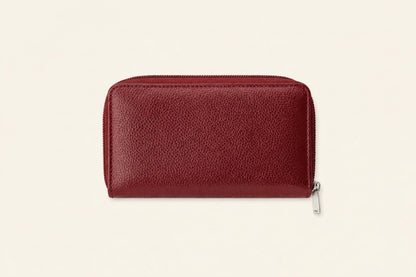Compact Zip-Around Wallet in Black Pebbled Leather