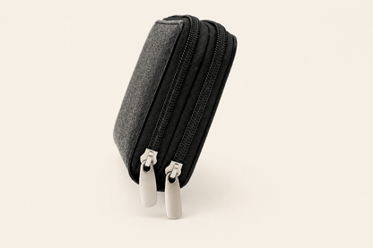 Compact Zip-Around Wallet in Black Pebbled Leather