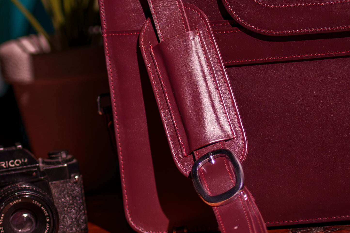 Royale Burgundy Leather Briefcase & Laptop Bag