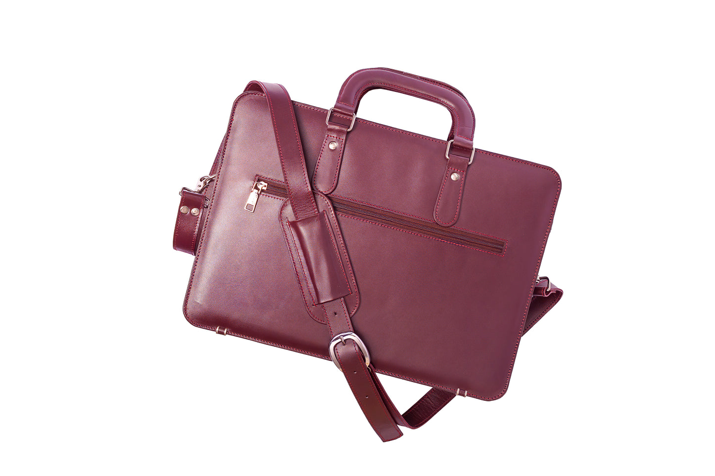 Royale Burgundy Leather Briefcase & Laptop Bag