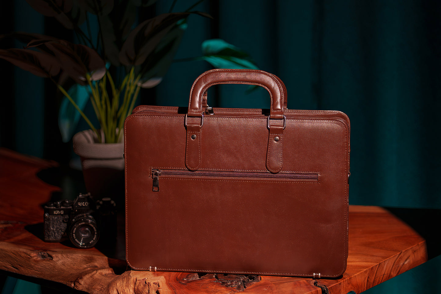 Chestnut Leather Briefcase & Laptop Bag