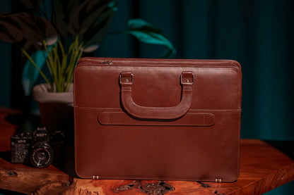 Chestnut Leather Briefcase & Laptop Bag
