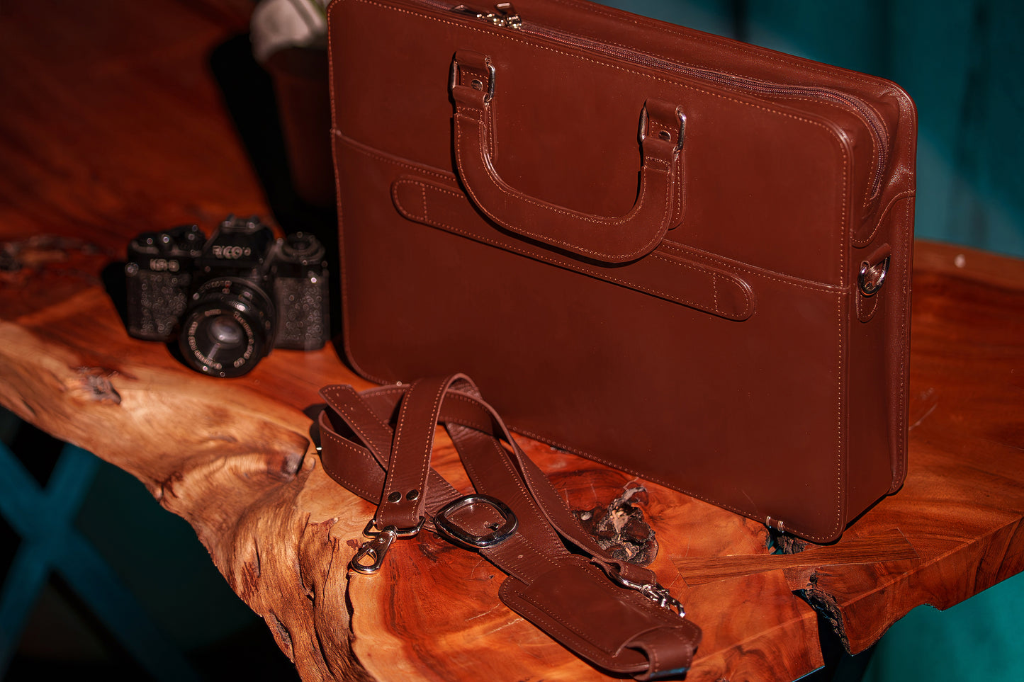 Chestnut Leather Briefcase & Laptop Bag