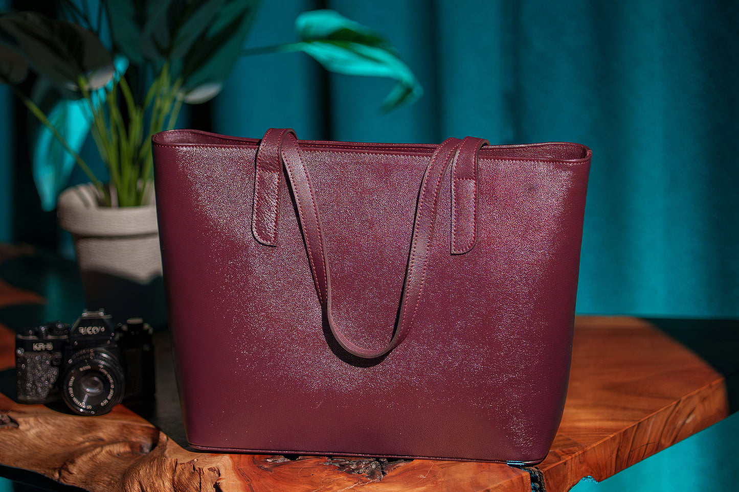 Royale Burgundy Leather Tote
