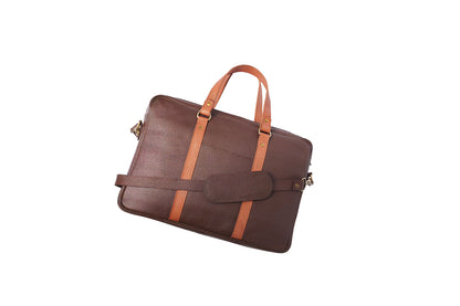 Dual-Tone Cocoa Leather Messenger Bag