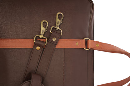 Dual-Tone Cocoa Leather Messenger Bag