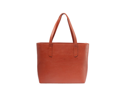 Cognac Luxe Leather Tote
