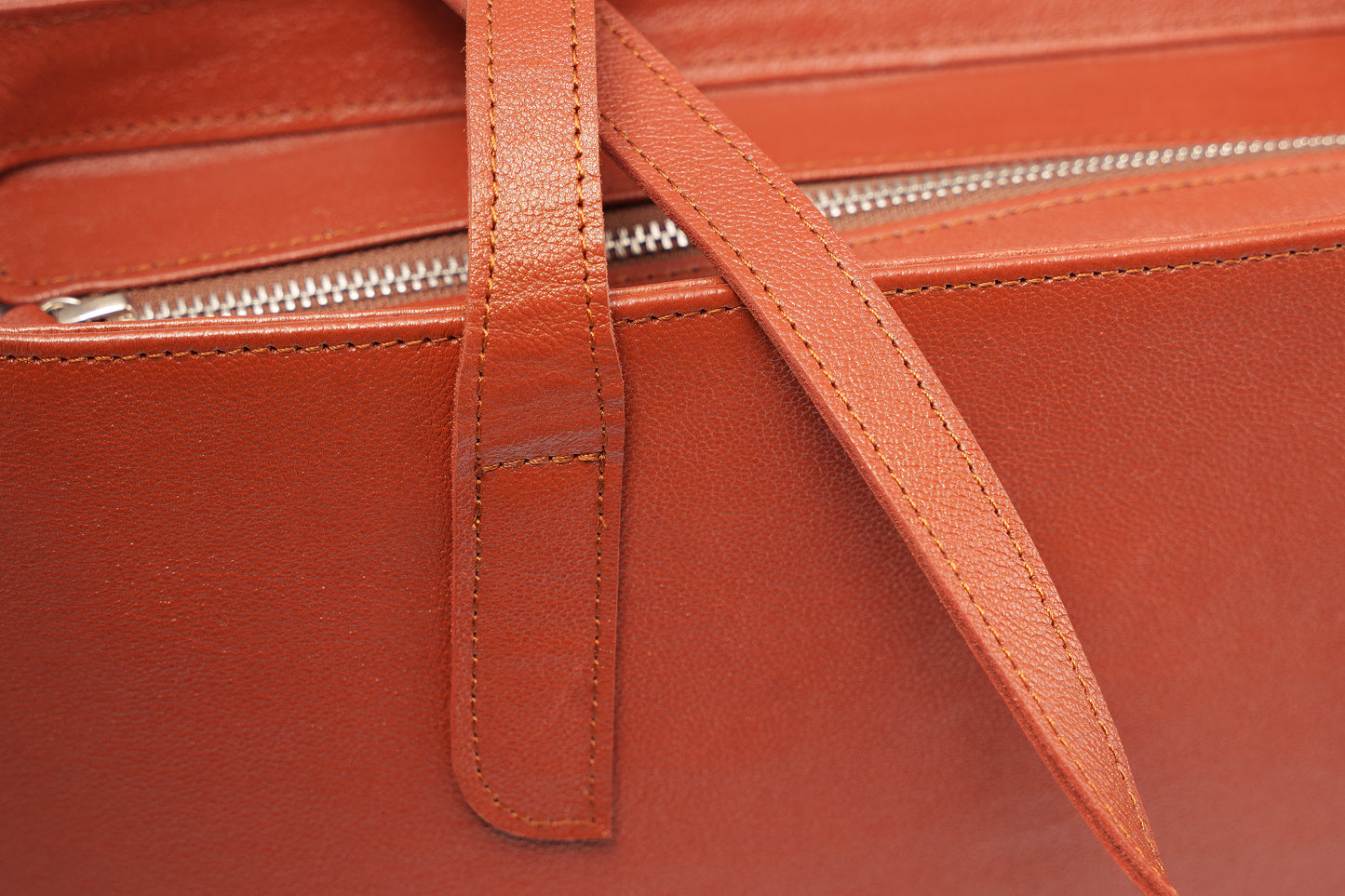 Cognac Luxe Leather Tote