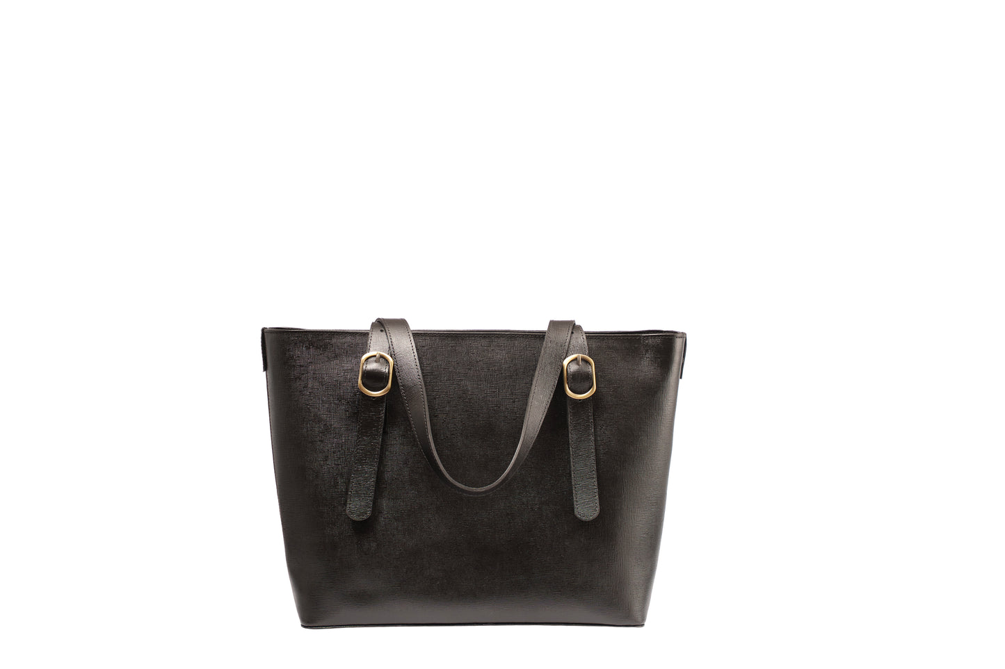 Onyx Black Saffiano Buckle Tote